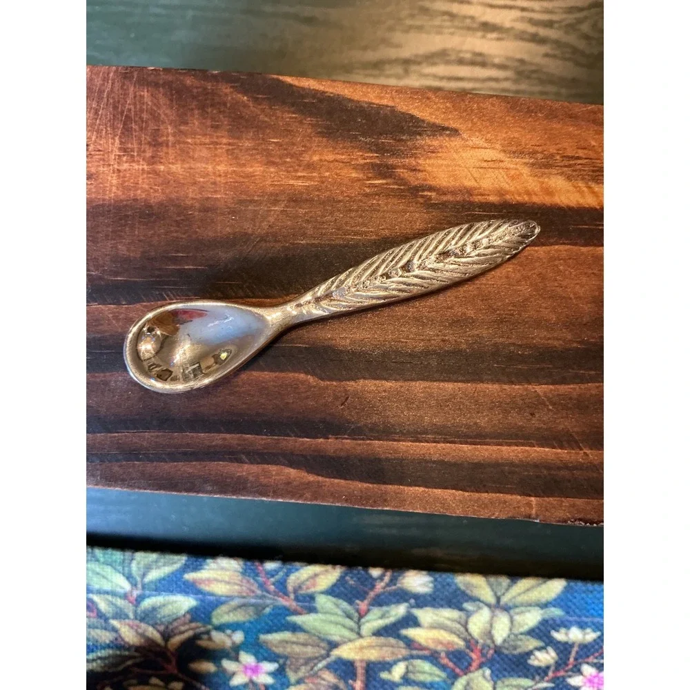 Pottery Barn Silver Tone Dove Salt Cellar with Feather Spoon 3 Piece Set